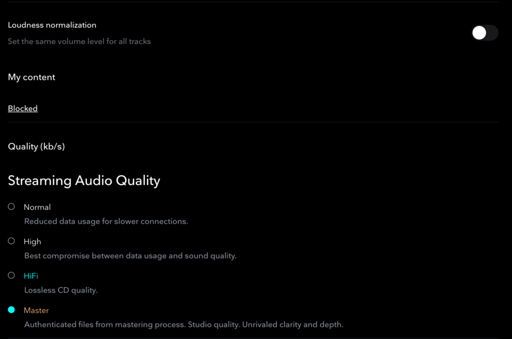 Be sure to turn normalization and increase the streaming quality in your settings.
