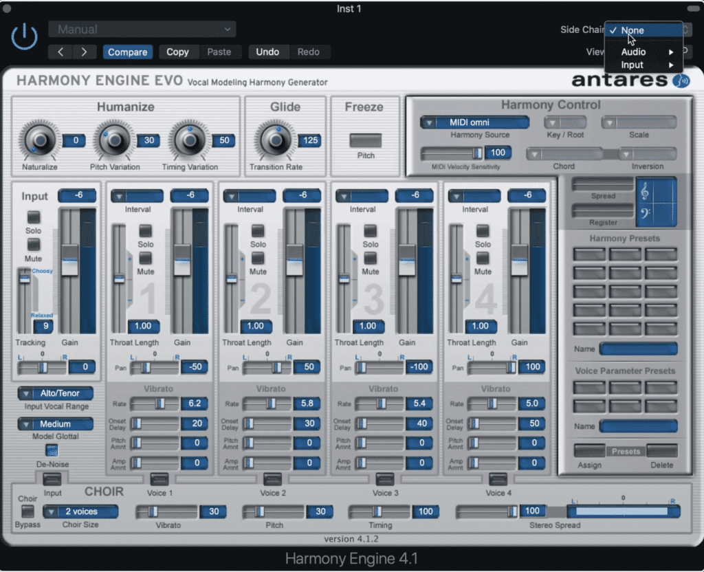 With this engine, you'll need to change the sidechain to your vocal and change the Harmony Source in the Harmony Control section of the plugin.