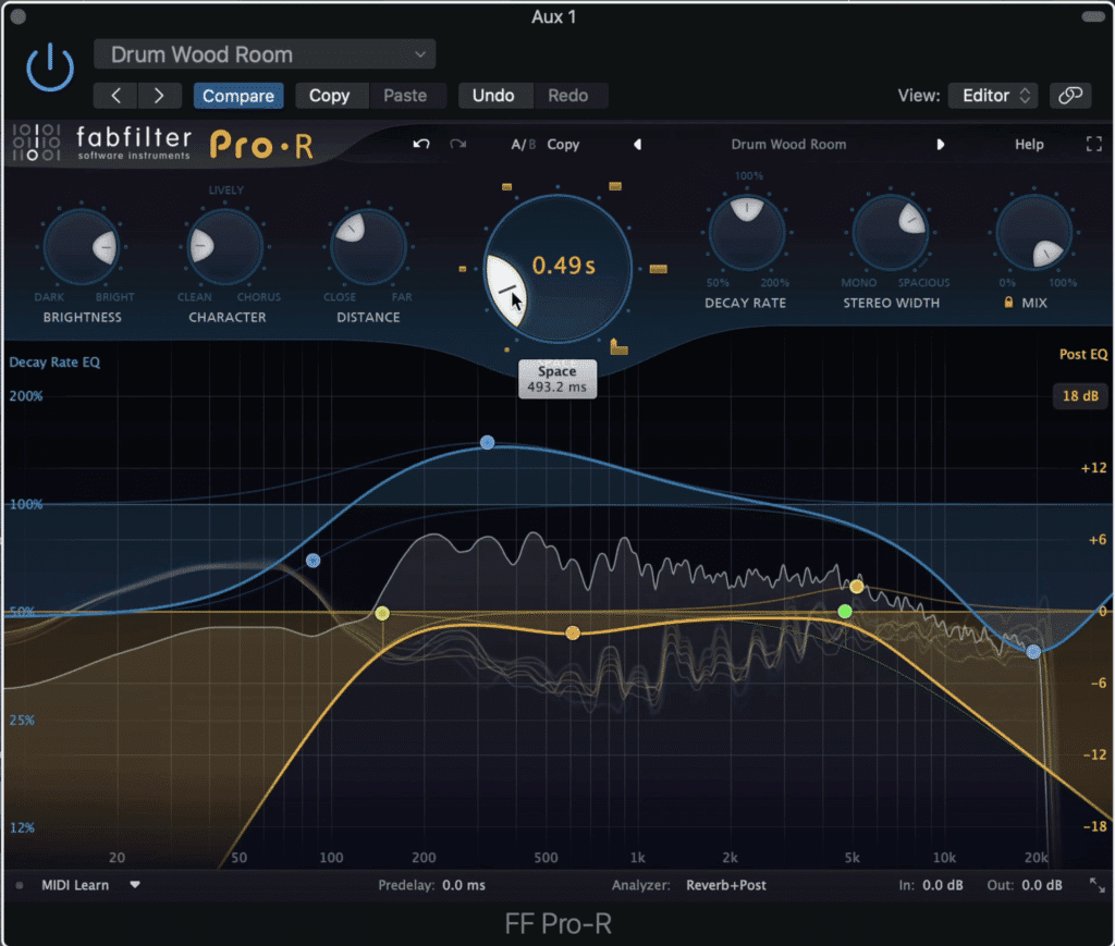 Dampening the high-end of the reverb will cause the mid-range to stick out. This can make the drum sample sound fuller and more pronounced.