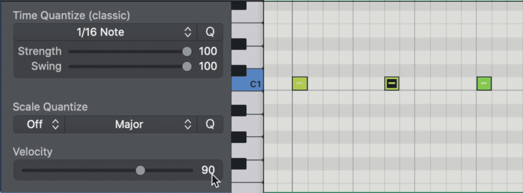 Notice the velocity of the sample under the cursor. This determines the intensity of the sample. 