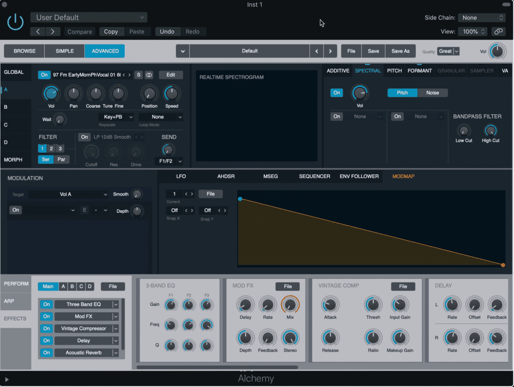 Alchemy is a stock midi-sampler from Logic Pro X.