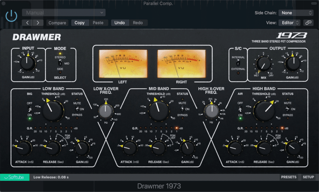 Parallel compression is a great way to control the dynamics of a folk master, without introducing noticeable compression.