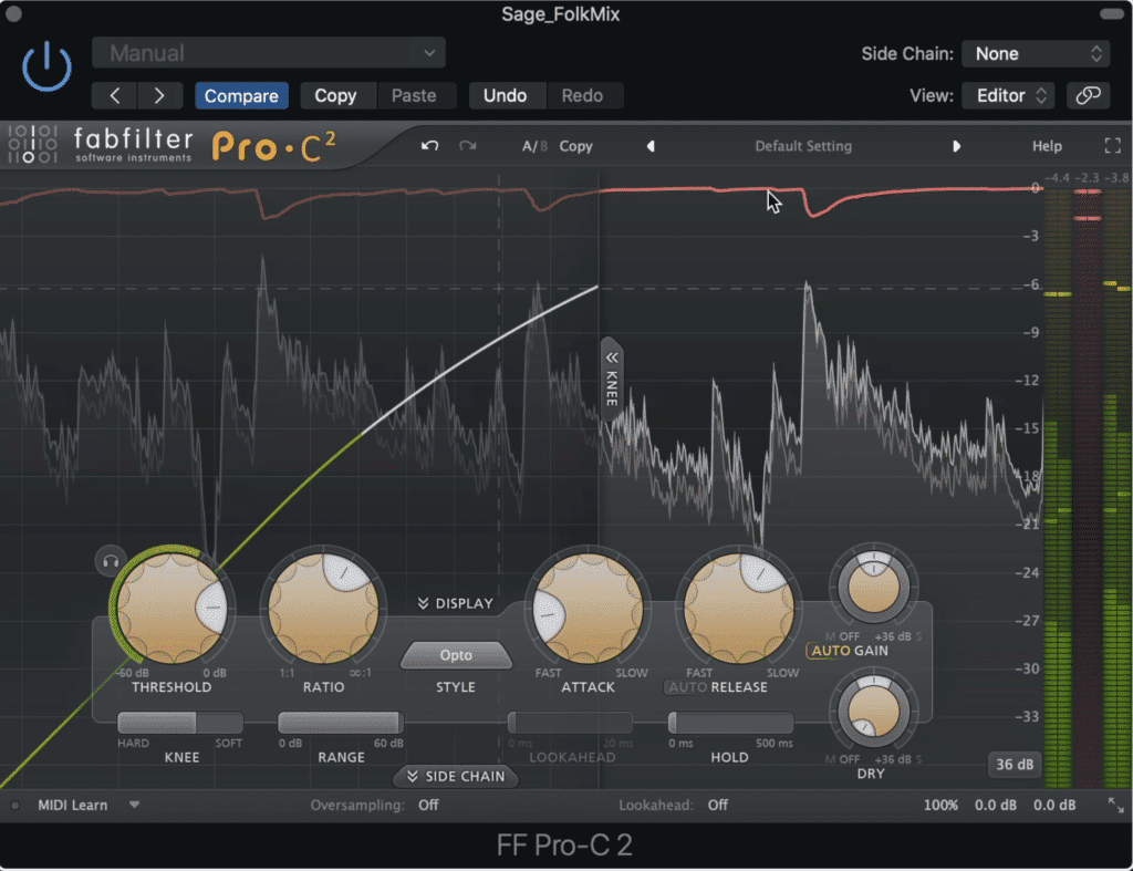 Opto settings with a quick attack and slow release will create a smooth sounding master.