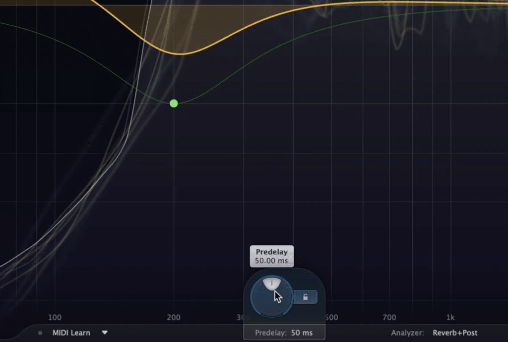 Predelay is used to route the reverberated signal to the output after the original signal, making the original signal be perceived first.