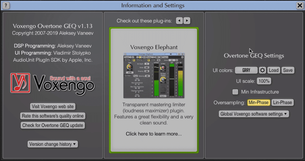 You can also customize your plugin's appearance via the setting's window.