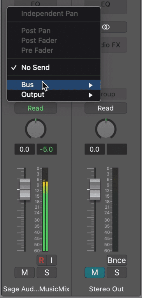 Create an auxiliary track via a bus send.