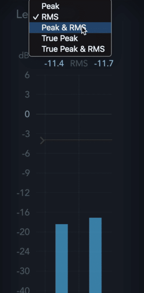 RMS measures the average volume of the track, but not the peaks.