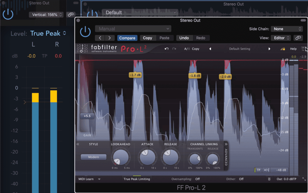 If a track is peaking at exactly 0dB, odds are it has a limiter on the master output.