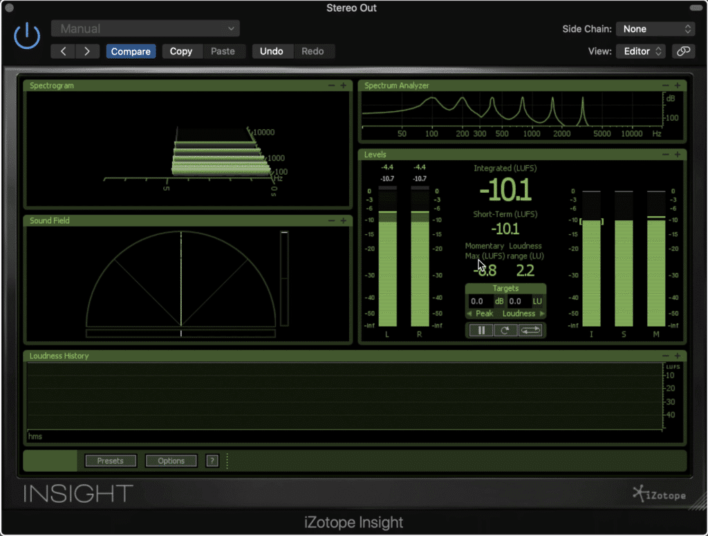 We'll use this analyzer to observe some changes made and to ensure that the plugins aren't negatively affecting the signal.