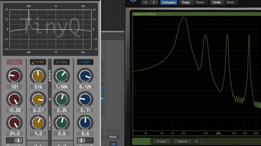 The TinyQ also accurately affects the signal via its eq functions.