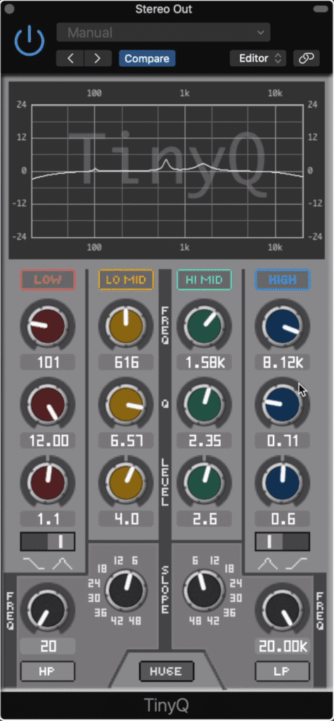 This plugin has 6 EQ bands in total.