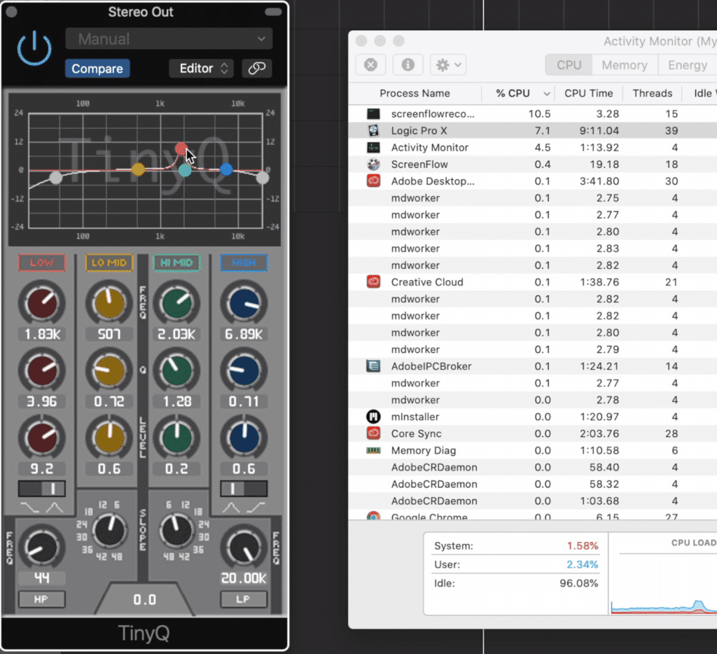 The CPU usage is pretty low with this plugin, making it a good option for mixing.