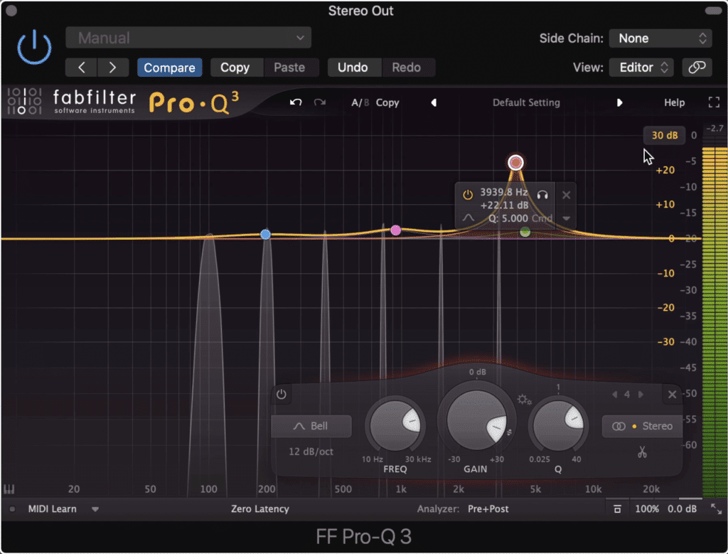 The FabFilter Pro Q 3 can create up to 24 bands.