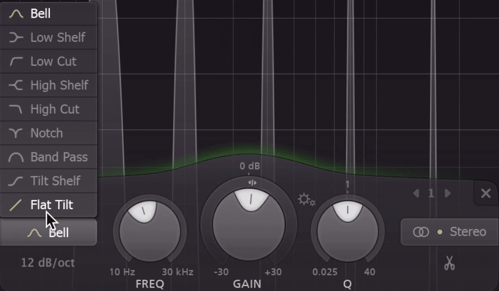 Each created band can be a lot of different filter types.