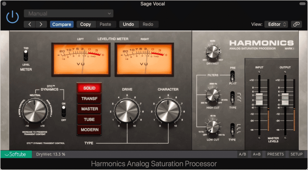 Harmonic generation and saturation can fill in the gaps of the frequency spectrum, and make a recording sound full.