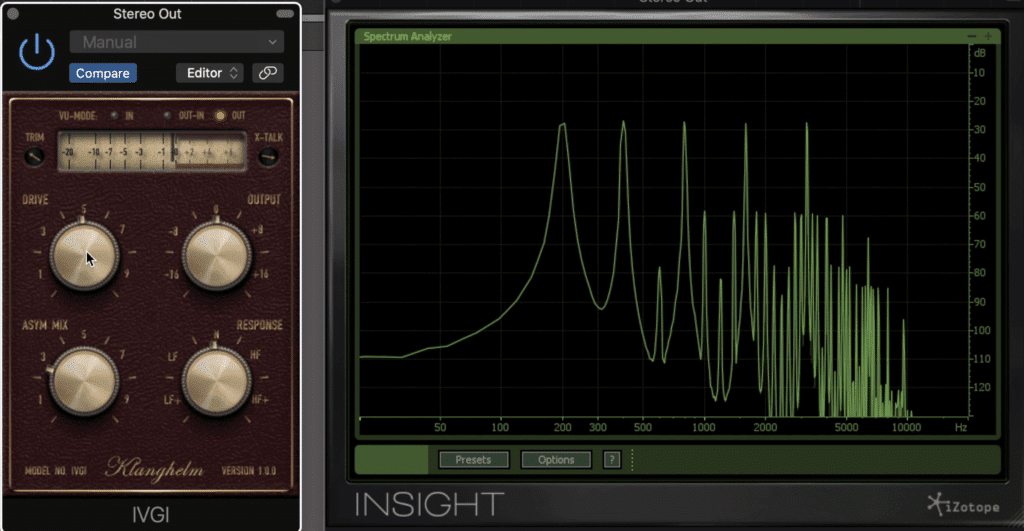 The drive and Asym functions allow for more harmonics and greater compression.