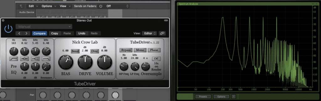 The plugin generates some loud and complex harmonics.