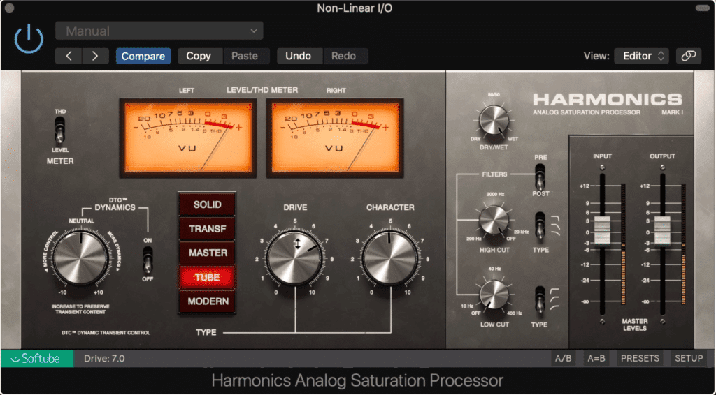 Tube distortion being emulated by a saturation plugin.