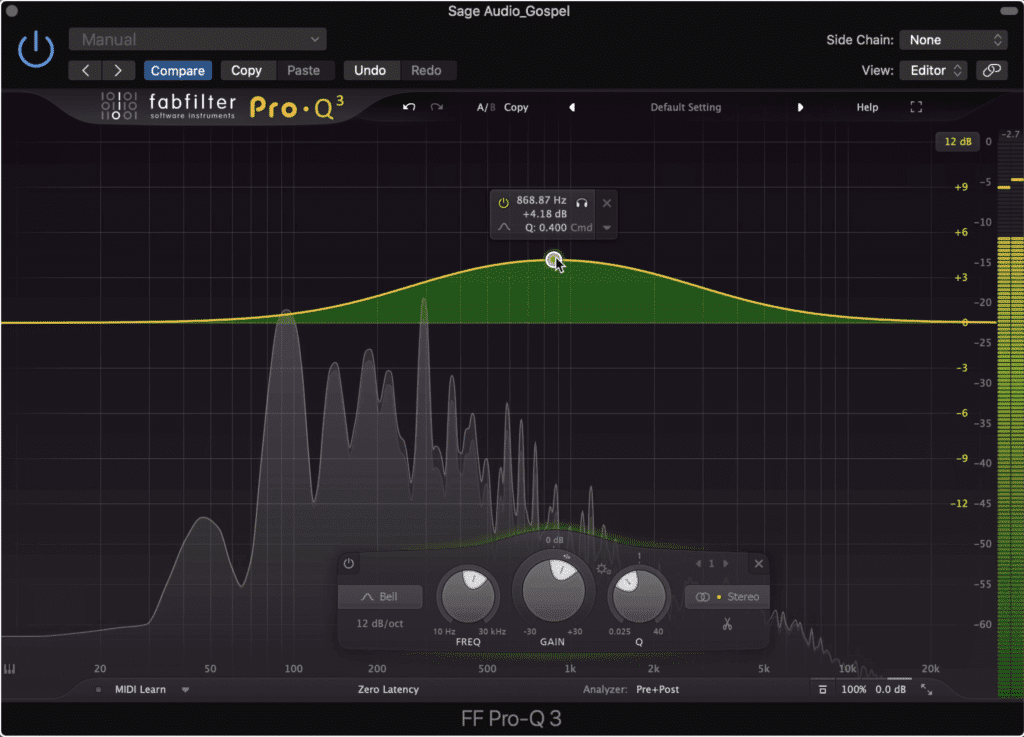 Additive equalization is used later on in the signal chain after subtractive equalization has taken out problem frequencies.