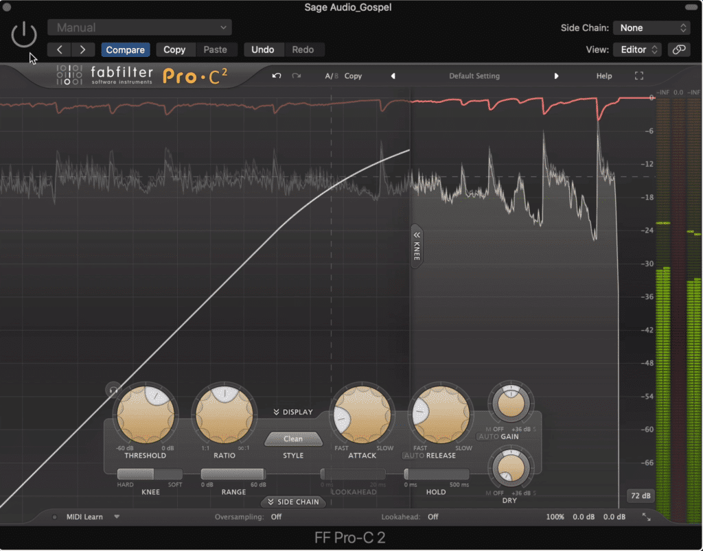 Compression greater than 3dB should be avoided. Furthermore, compression may not be needed at all.