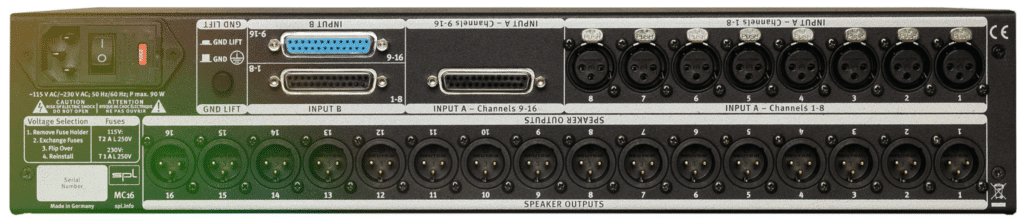 The connections on the back panel are analog, and primarily XLR.