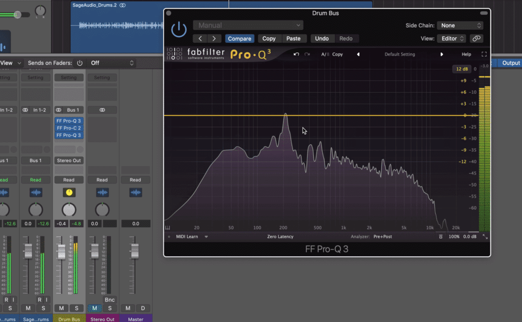 Notice the equalizers inserted before and after the bus compressor.