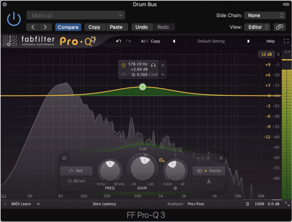 On the emphasis EQ, boost frequencies you'd like the compressor to compress more.