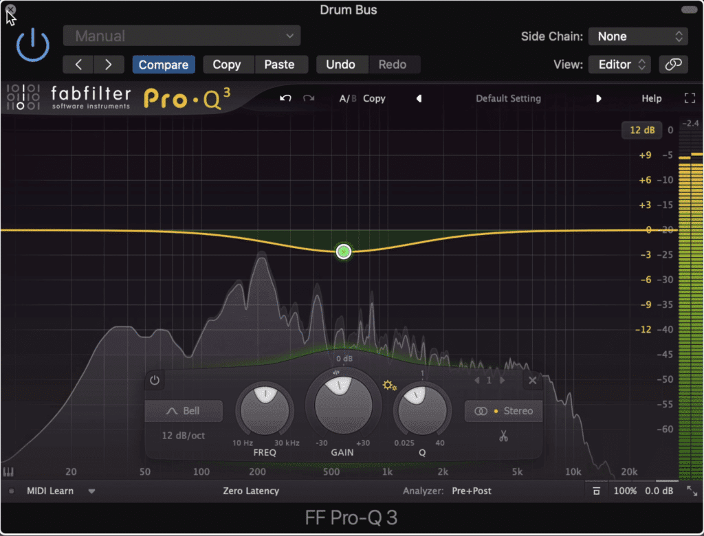 On the de-emphasis EQ, attenuate the frequencies that you boosted with the emphasis EQ.