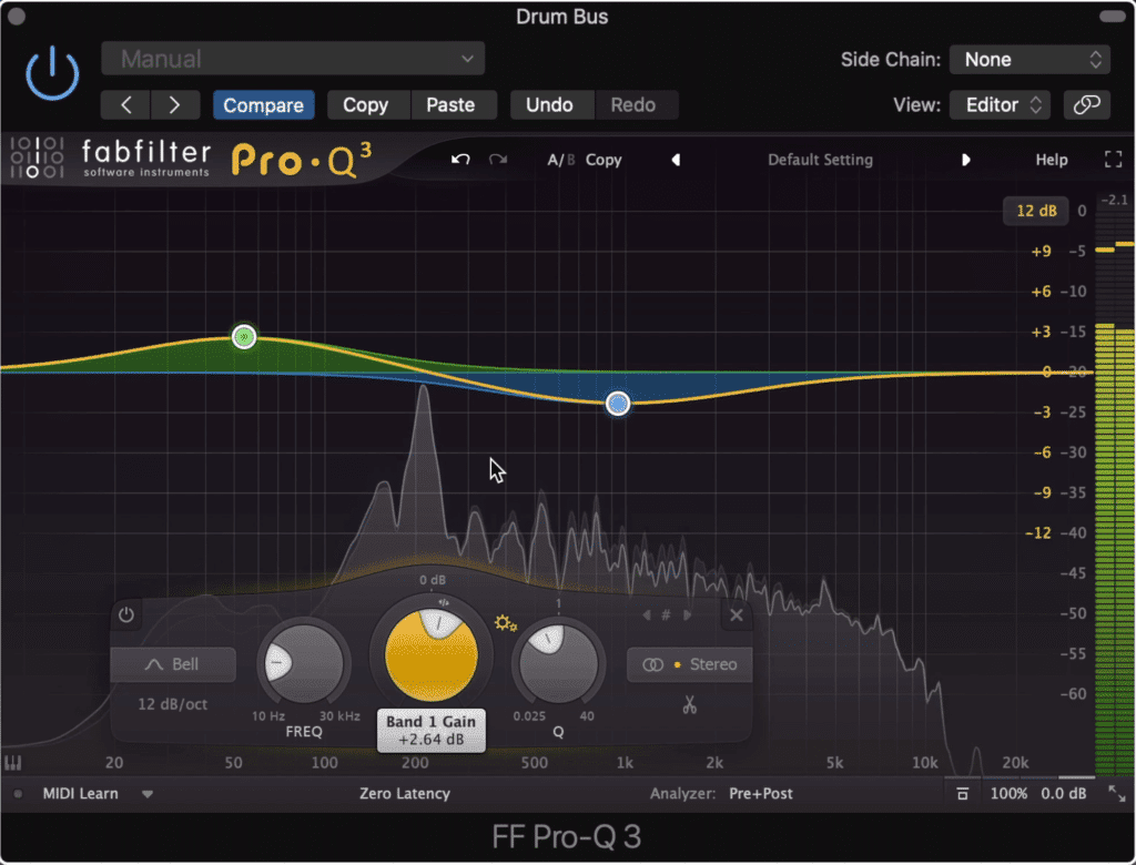 Again, create a near-identical opposite curve (due to the compressor's attenuation, your emphasis curve may need to be slightly different).