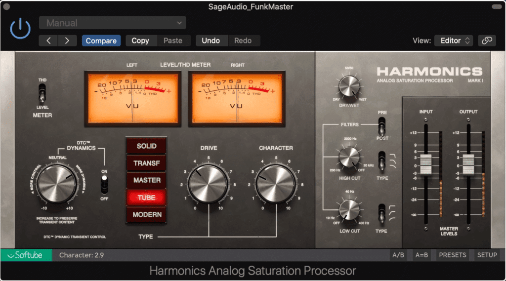 The Harmonics Analog Saturation Processor is a good substitution for analog processing.