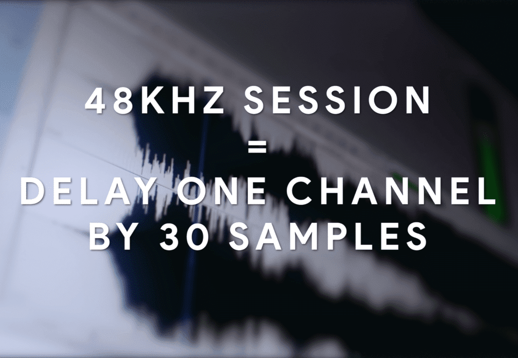 To emulate the delay between your ears, use 30 samples of delay.