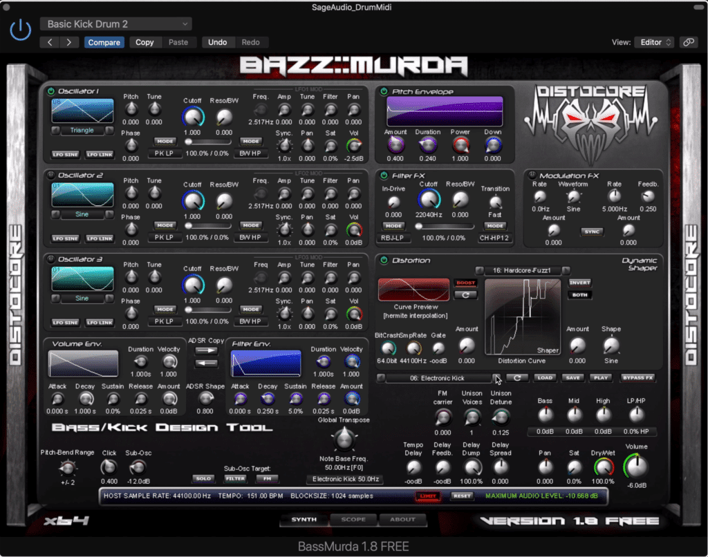 The Bazz Murda plugin is a synth that creates kick and bass samples.
