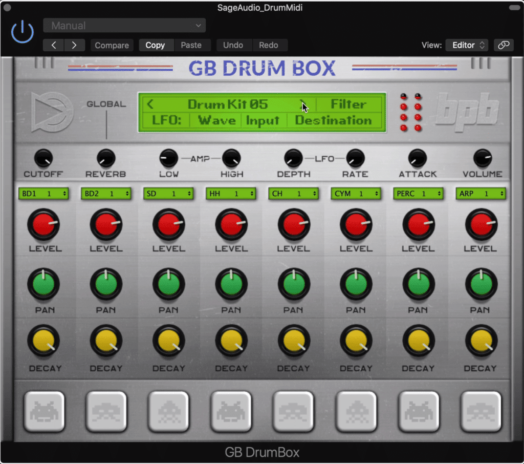 The GB Drum Box is comprised of retro video game samples.