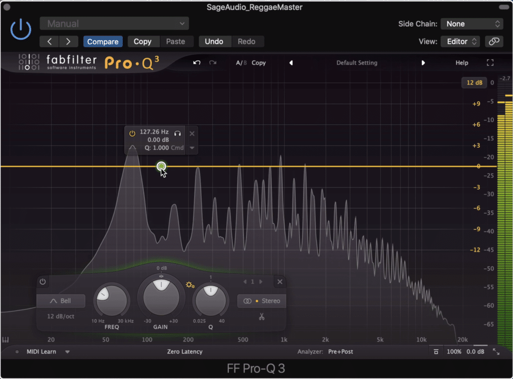 If 125Hz is too excessive, these frequencies can be attenuated