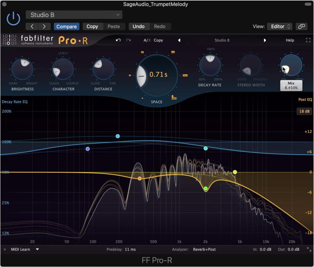 Use a very short reverb to emulate the sound fo the studio in which the signal was recorded.
