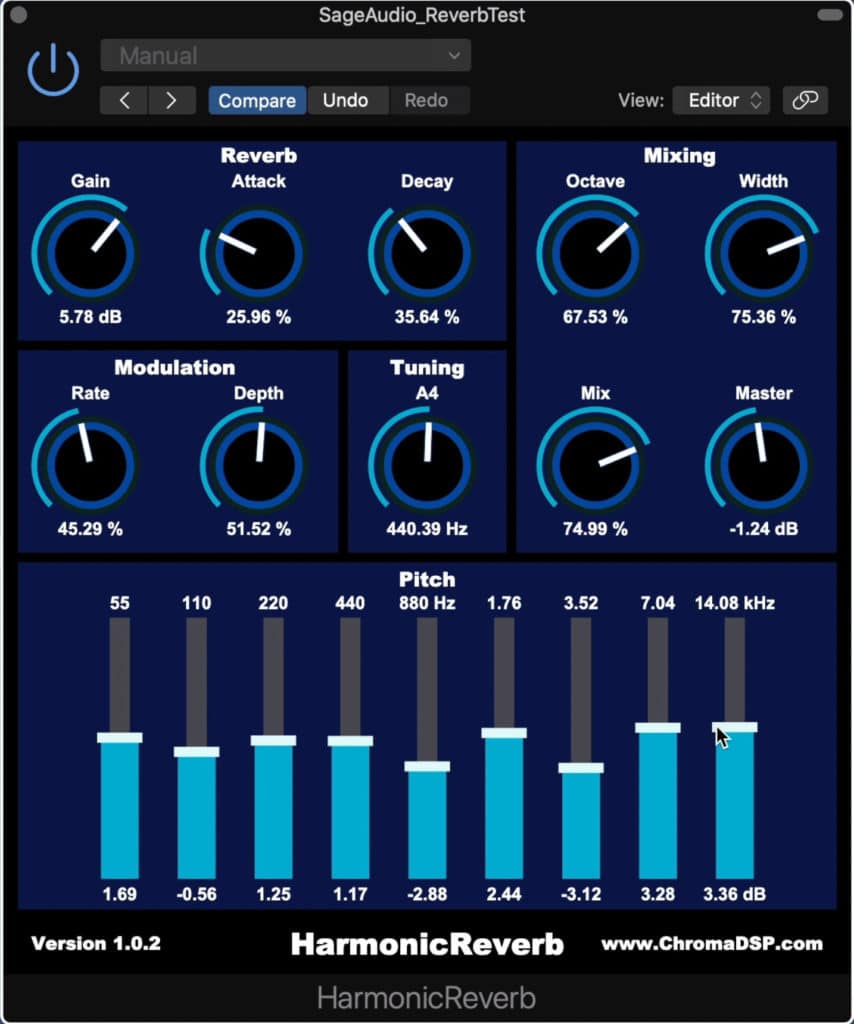 The harmonic reverb generates harmonics in the place of reverberation.