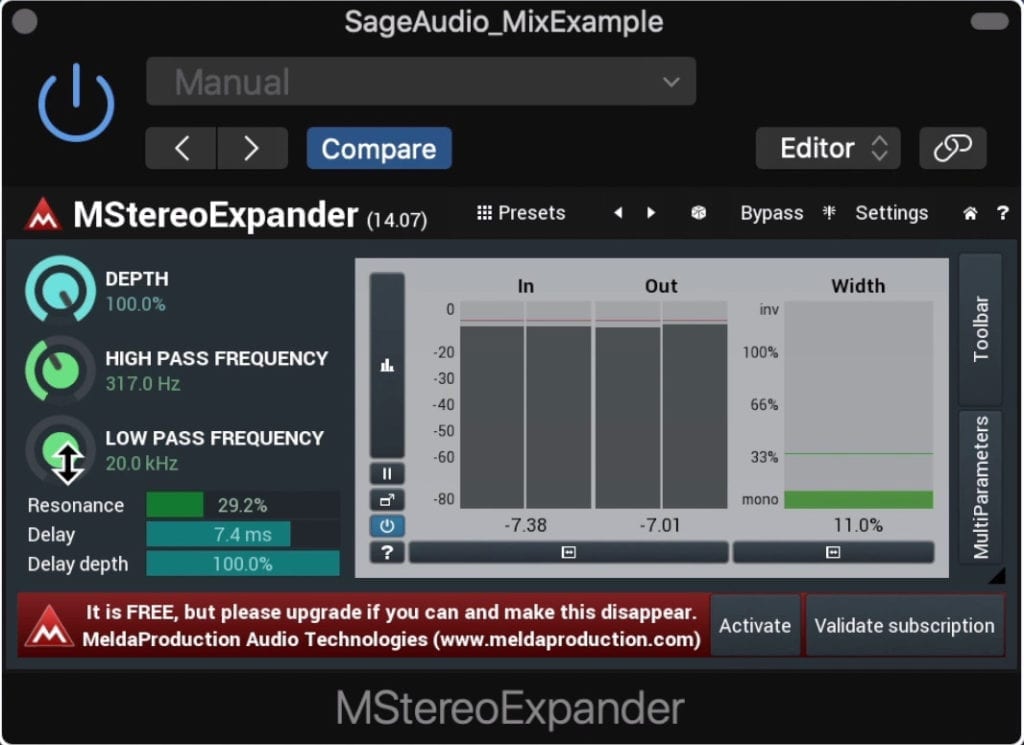 Stereo expander offers a quick way to alter your stereo image.