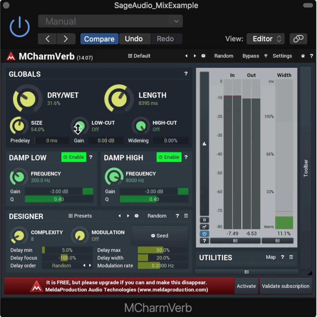 MCharmVerb is an incredibly comprehensive and well designed reverb plugin.