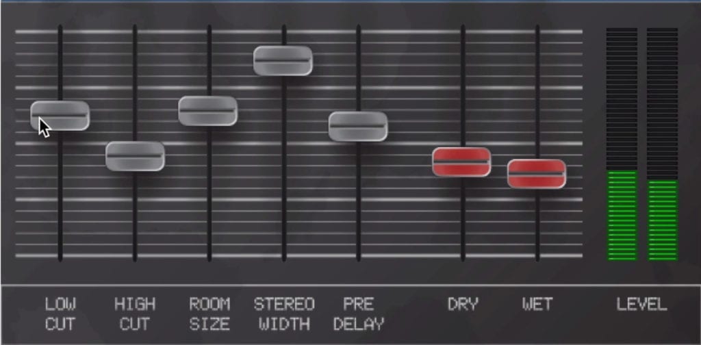 The 7 sliders control you various reverb parameters.