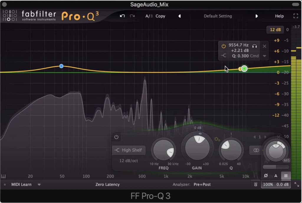 The low and high frequency ranges of pop music are often amplified.