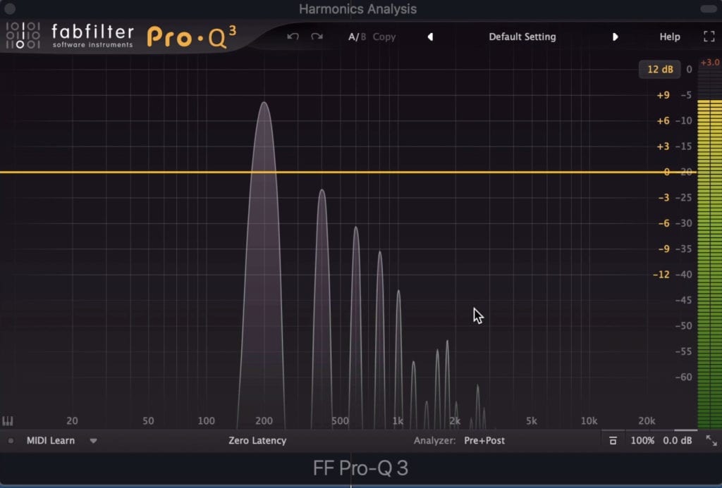 Here are the harmonics the plugin generates at medium levels of drive, and with the FAT switch engaged.