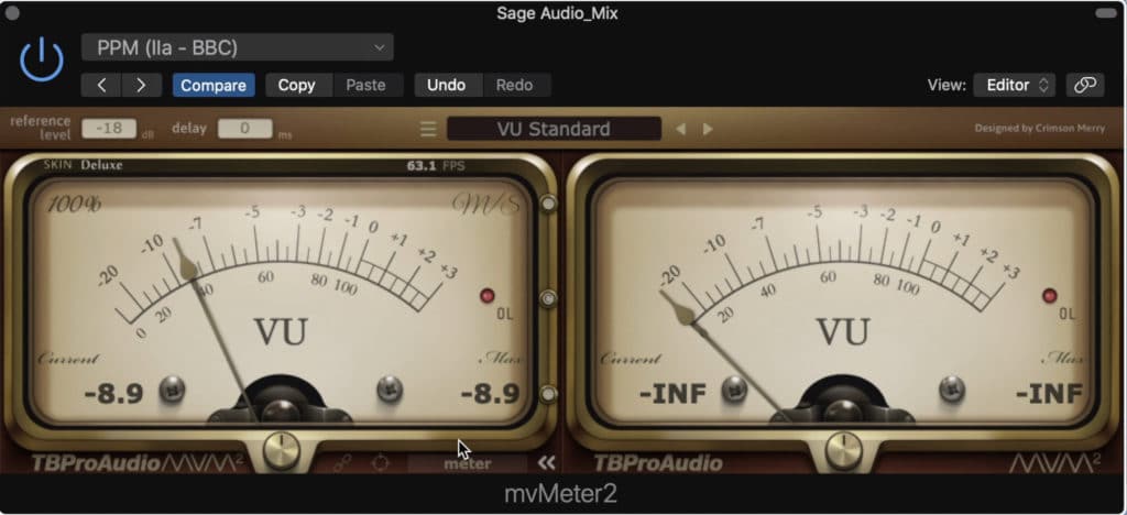 mvMeter2 is a great free VU emulation.