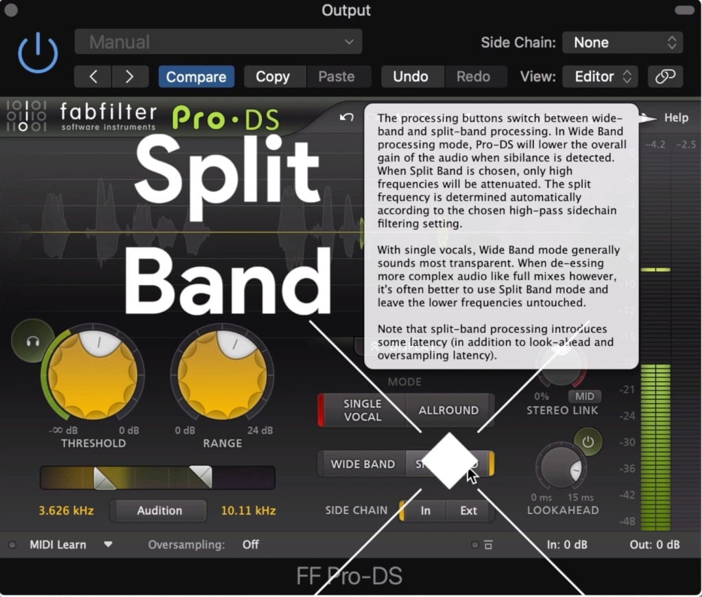 Using a split band setting means that only the high frequencies are attenuated.