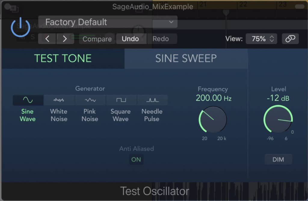 We tested this plugin by running a 200Hz sine wave through it, and heavily compressing it.