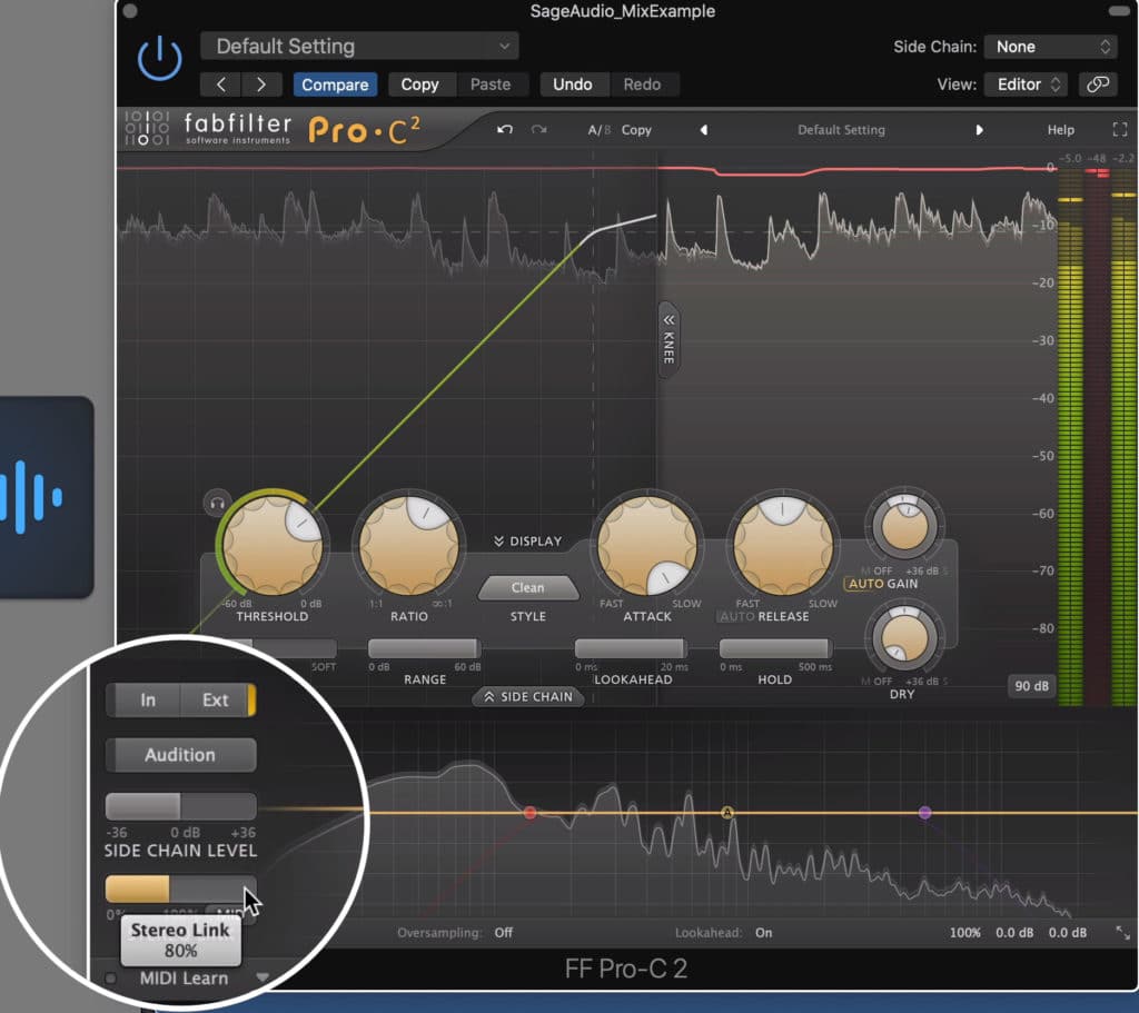 You can affect your side chain in the side chain section.