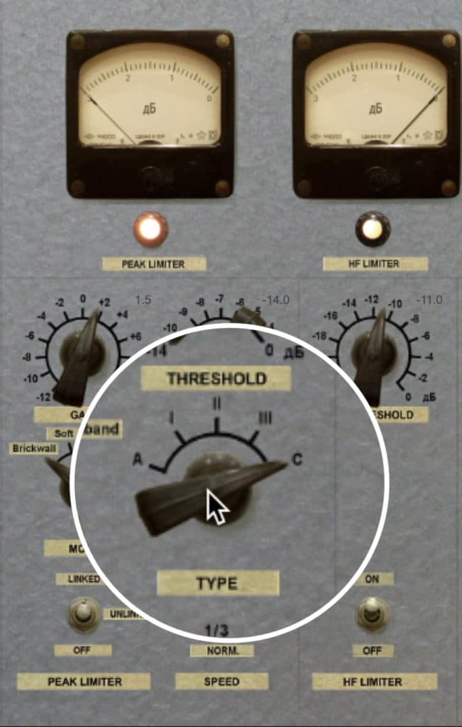 The threshold and compression type can be switched between 5 settings.