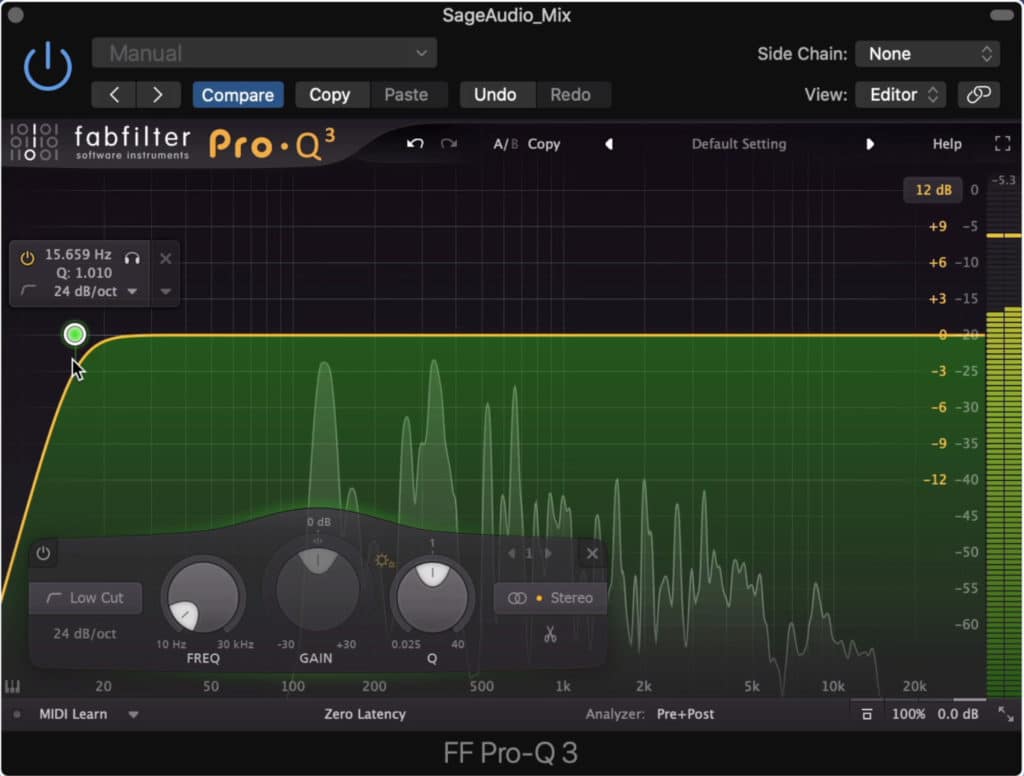 Notice the cut up to 15Hz.