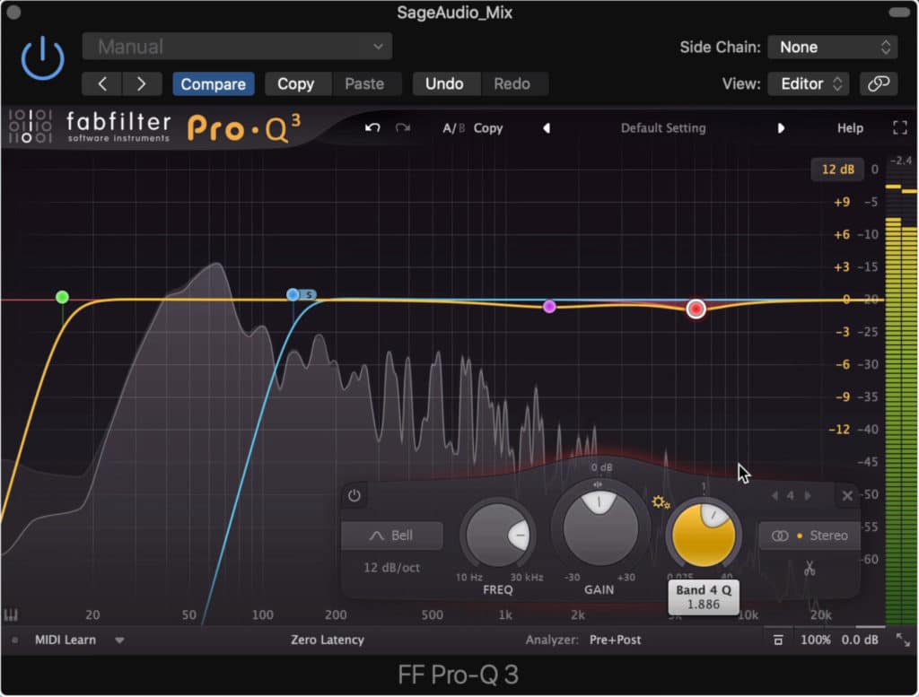 What you need to attenuate depends on the mix and your master.