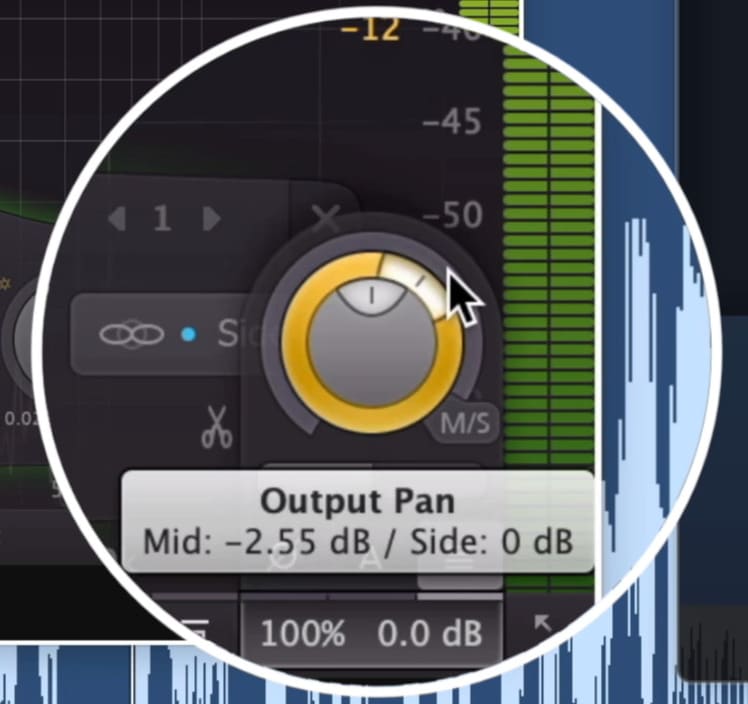 By decreasing the Mid gain you increase the stereo width.