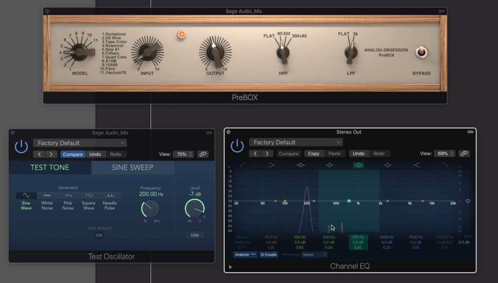 Using a 200Hz sine wave, we can measure the harmonics that this plugin creates.